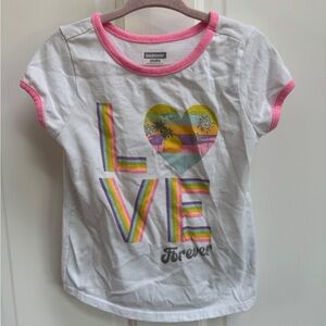 Garanimals 3T Girls White and Pink Short Sleeve Tee Blouse Love Forever